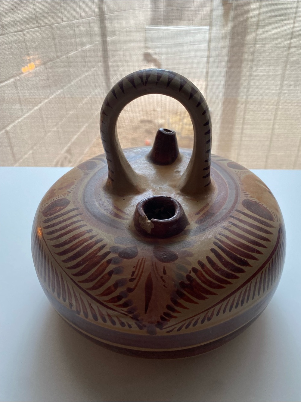 Handcrafted Vintage Tonala Mexican Pottery Cantaro Water Jug Botellon Cantimplor